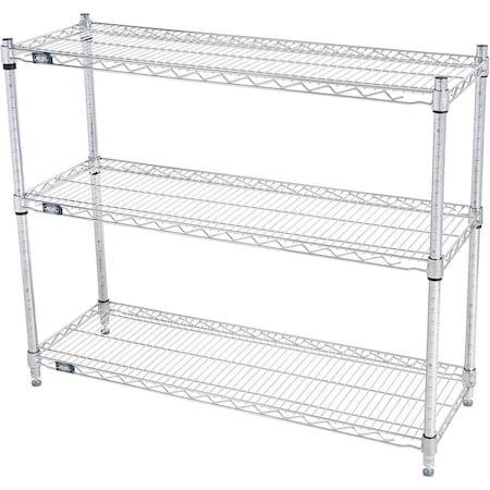 Nexel 3 Shelf, Chrome Wire Shelving Unit, Starter, 42inW x 14inD x 34inH 798798